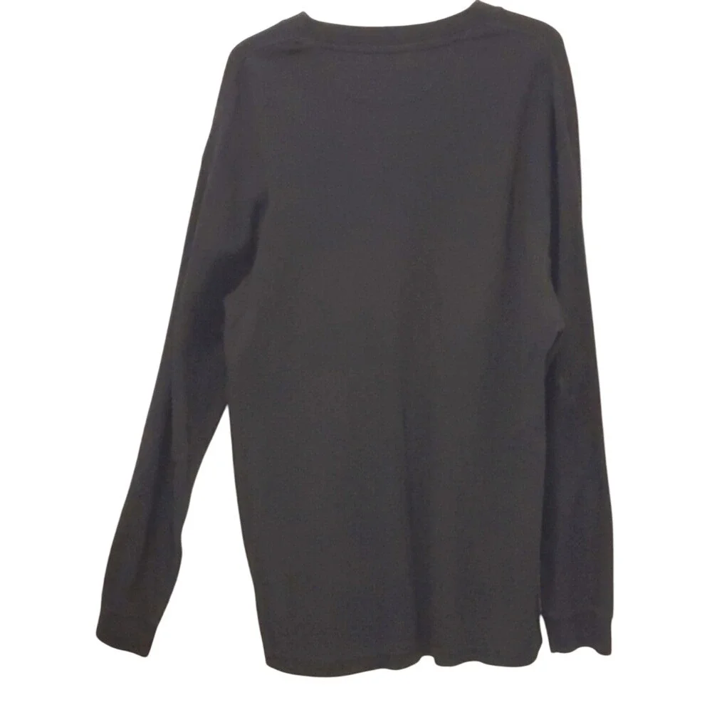 Chaps Ralph Lauren Mens Long Sleeve Henley Shirt Black Ribbed Knit Size L G